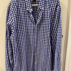 Men’s Blue Gingham Long Sleeve Shirt